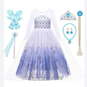 Frozen Elsa Snow Queen Costume Set Halloween Elsa Costume Size 140 (8-10 yrs)